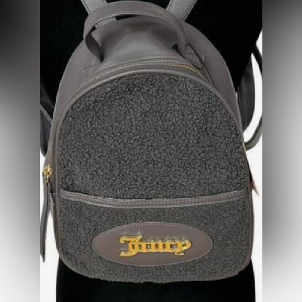 USED ONCE!LIKE BRAND NEW! JUICY COUTURE GRAY RABBIT CRAZY FOR YOU FUZZY BACKPACK
